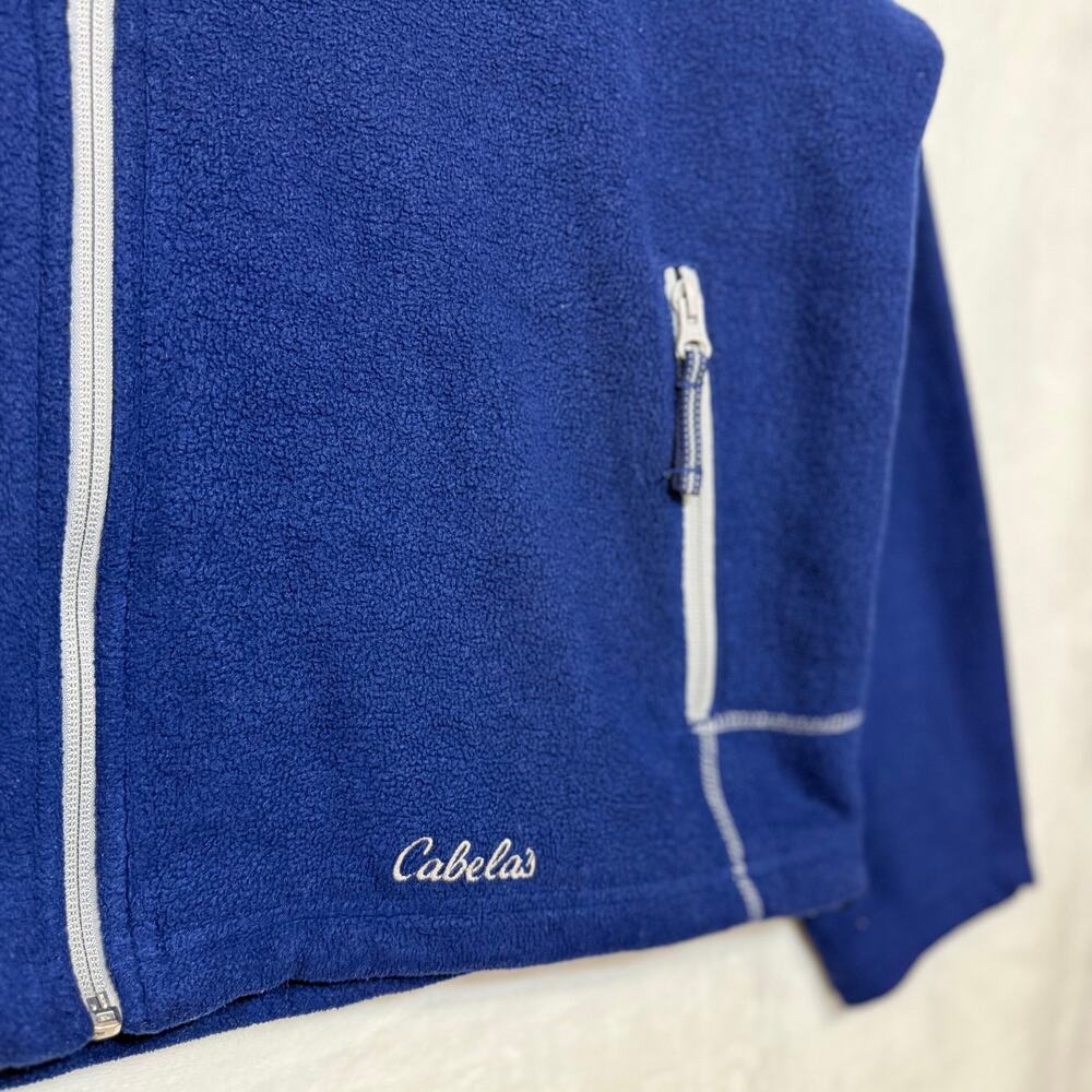 Cabela's Large Blue Full Zip Fleece‎ Jacket Pockets Utility Fall Workwear Winter - Picture 3 of 12